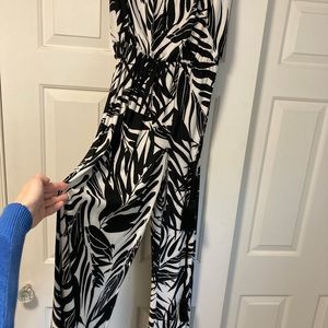 Black and white strapless romper/jumpsuit